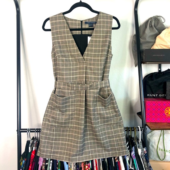 French Connection Dresses & Skirts - French Connection Amati Gray and Pink Plaid Check Jumper Dress